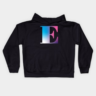 Capital Letter E Monogram Gradient Pink Blue White Kids Hoodie